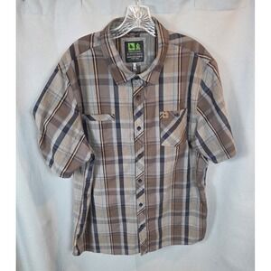 HippyTree Nomad Division Men's Brown Plaid Button Up Size 2XL